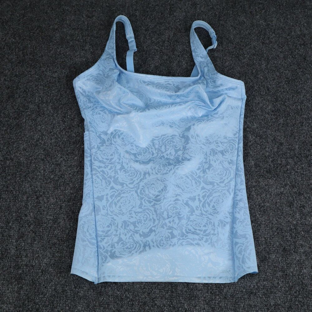 NWOT Ruby Ribbon Simply Smooth Pocket Cami Tank Pacific Blue Floral back Size 34